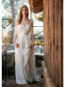 Off Shoulder Ivory Lace Chiffon Handmade Sexy Wedding Dress